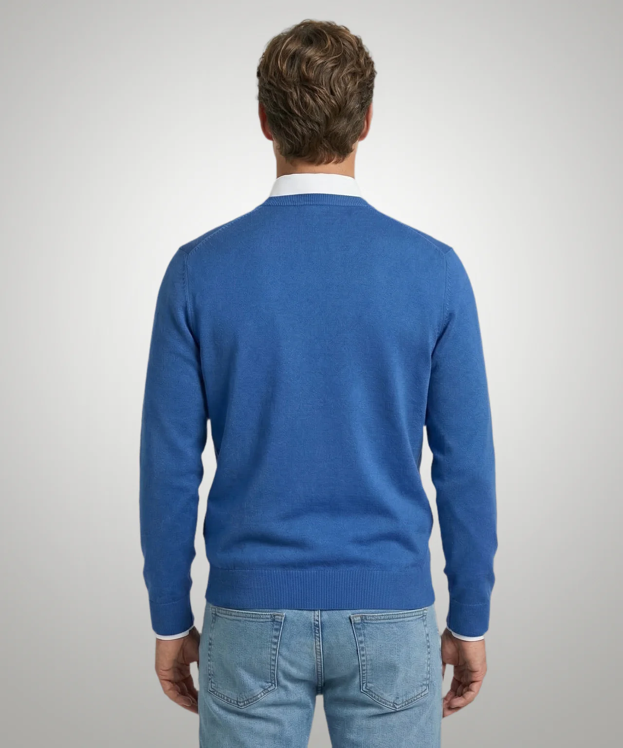 Sweater Cotton-Cashmere V-Neck | Cobalt - Image 3