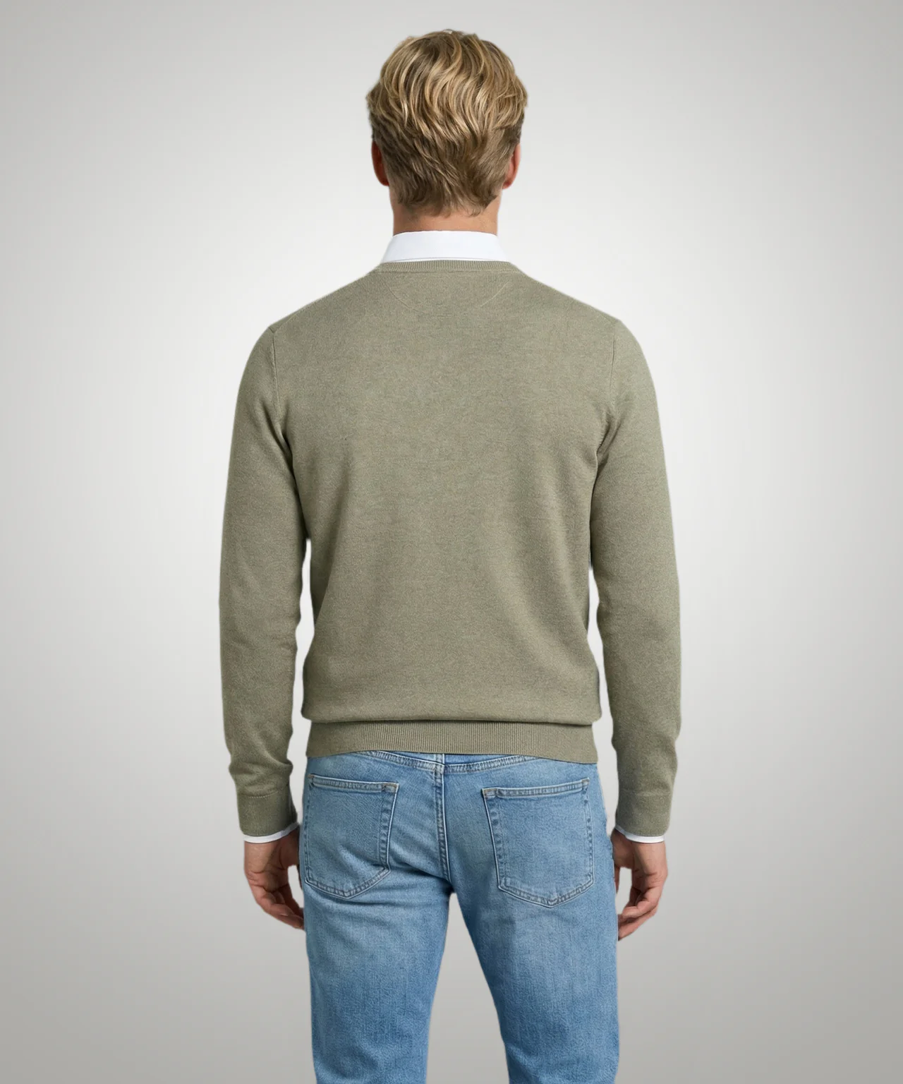 Sweater Cotton-Cashmere V-Neck | Light Olive - Image 3