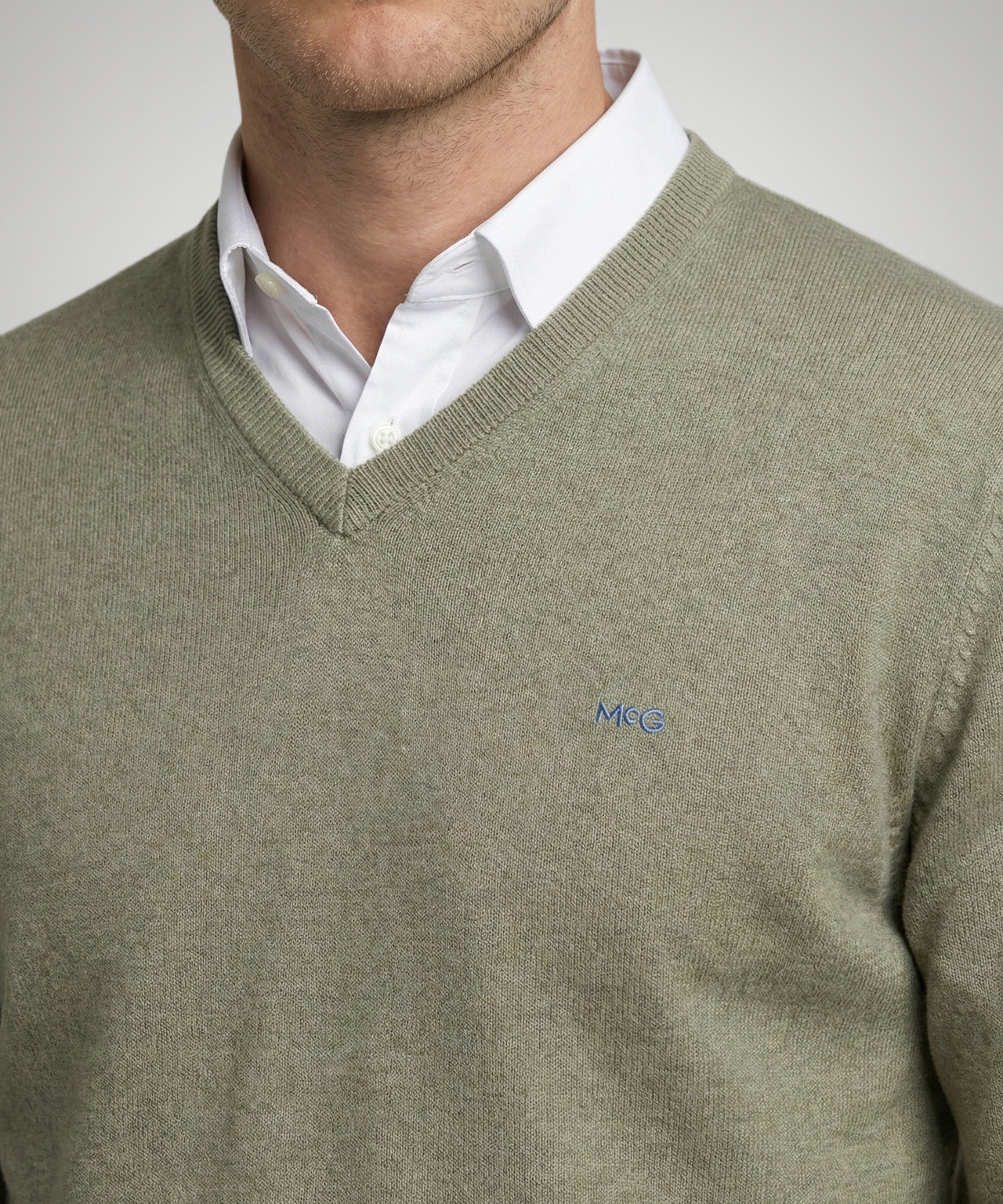 Sweater Cotton-Cashmere V-Neck | Light Olive - Image 5