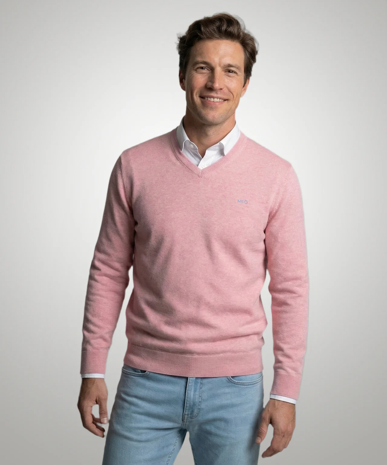 Sweater Cotton-Cashmere V-Neck | Light Pink