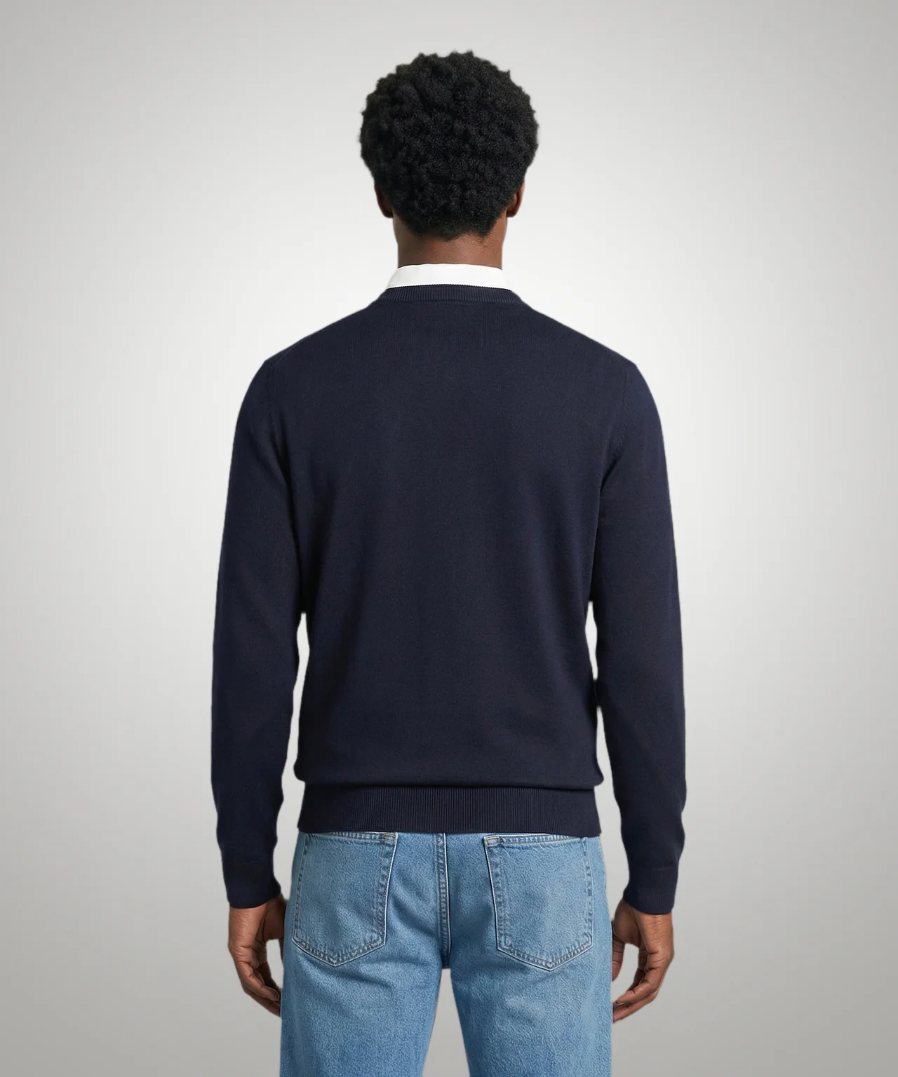 Sweater Cotton-Cashmere V-Neck | Navy - Image 3