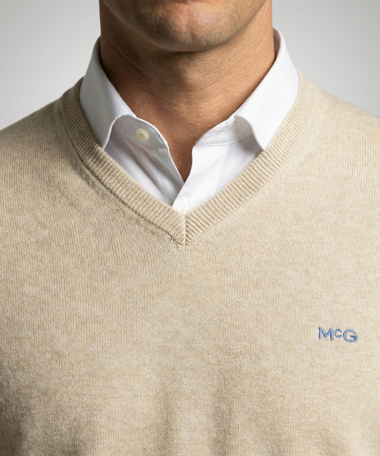 Sweater Cotton-Cashmere V-Neck | Sand - Image 5