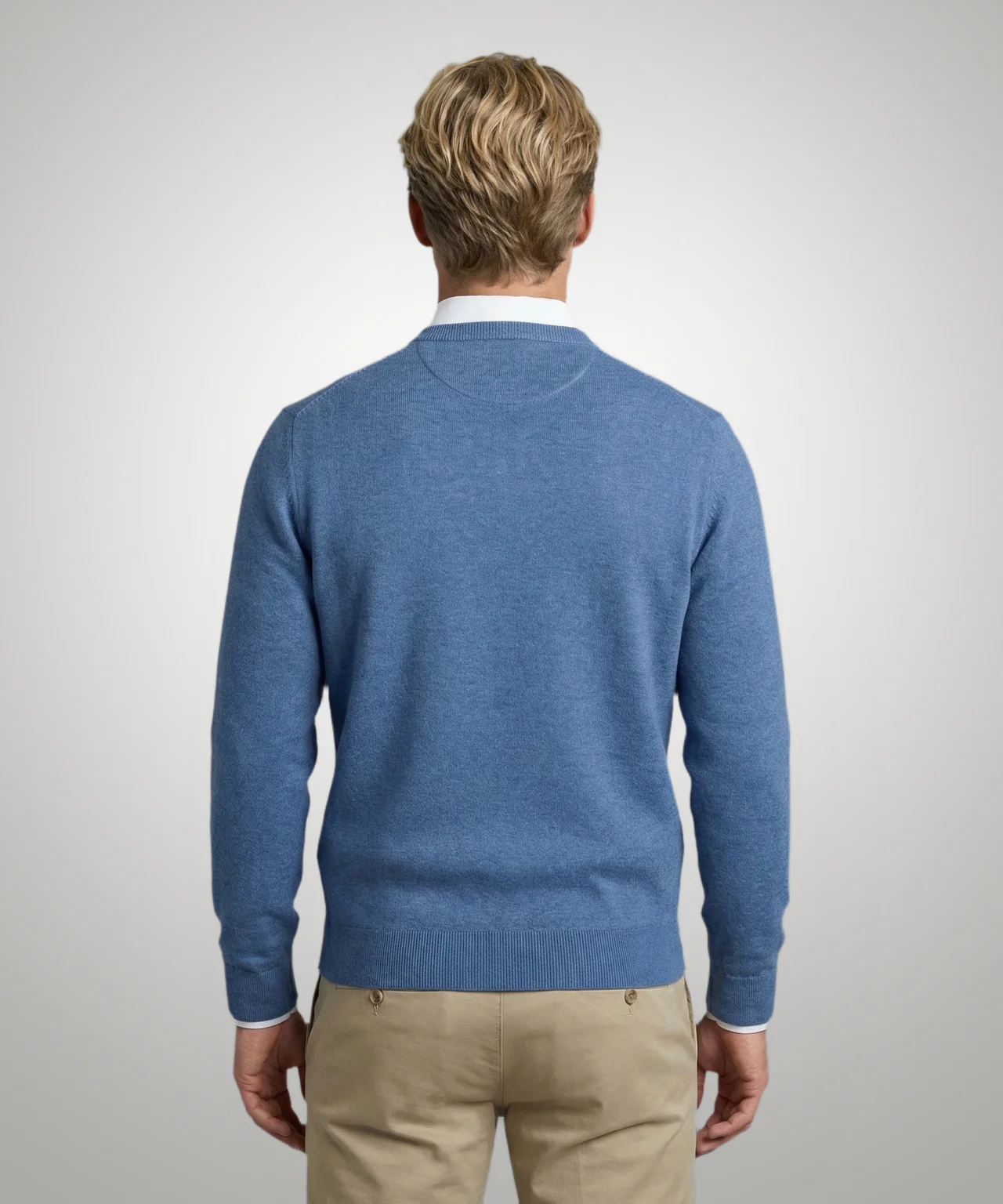 Sweater Cotton-Cashmere V-Neck | Vintage Blue - Image 3