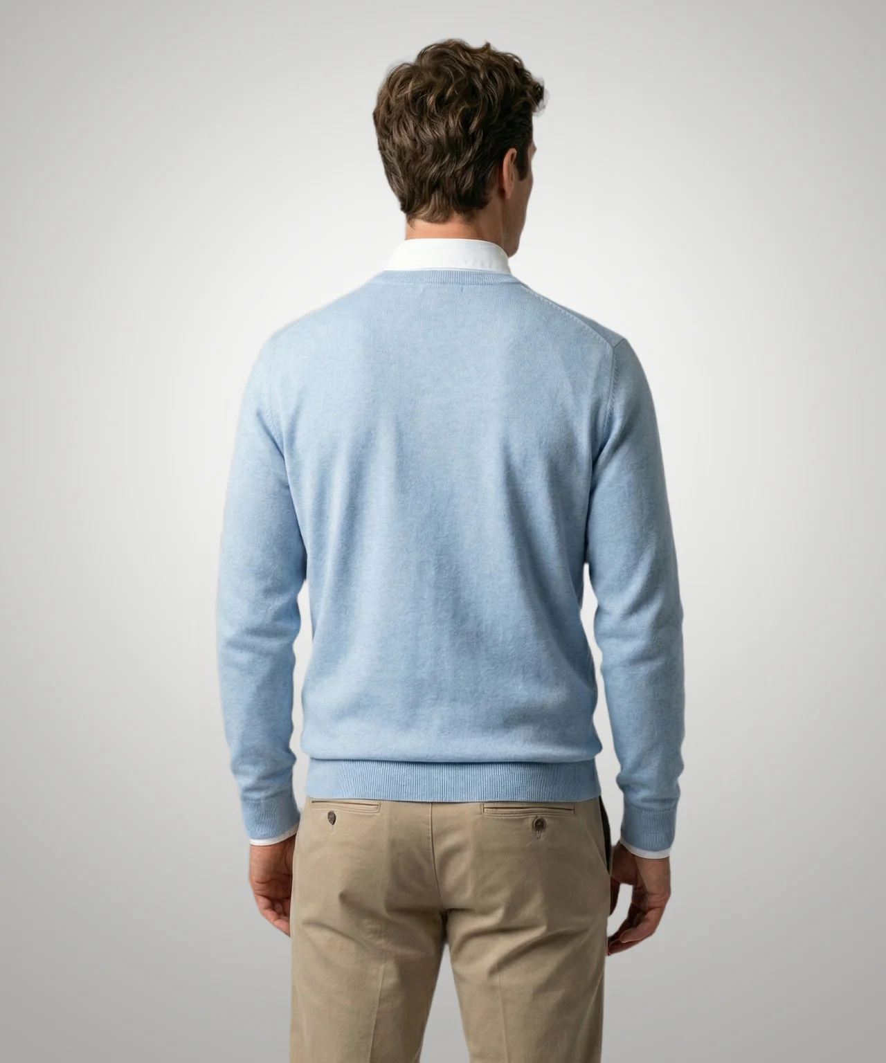 Sweater Cotton-Cashmere Round Neck | Light Blue - Image 3