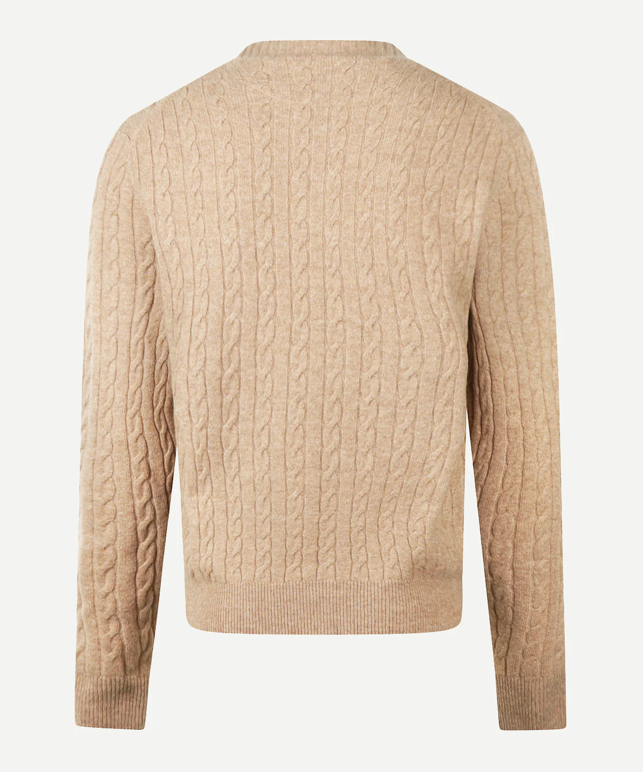 Lambswool Round Neck Cable Knit Sweater | Sand - Image 4