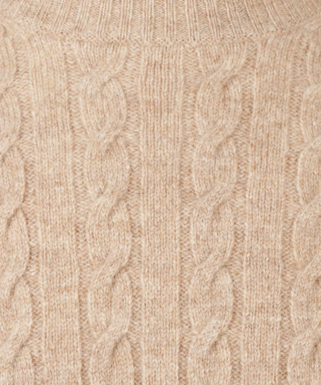 Lambswool Round Neck Cable Knit Sweater | Sand - Image 6