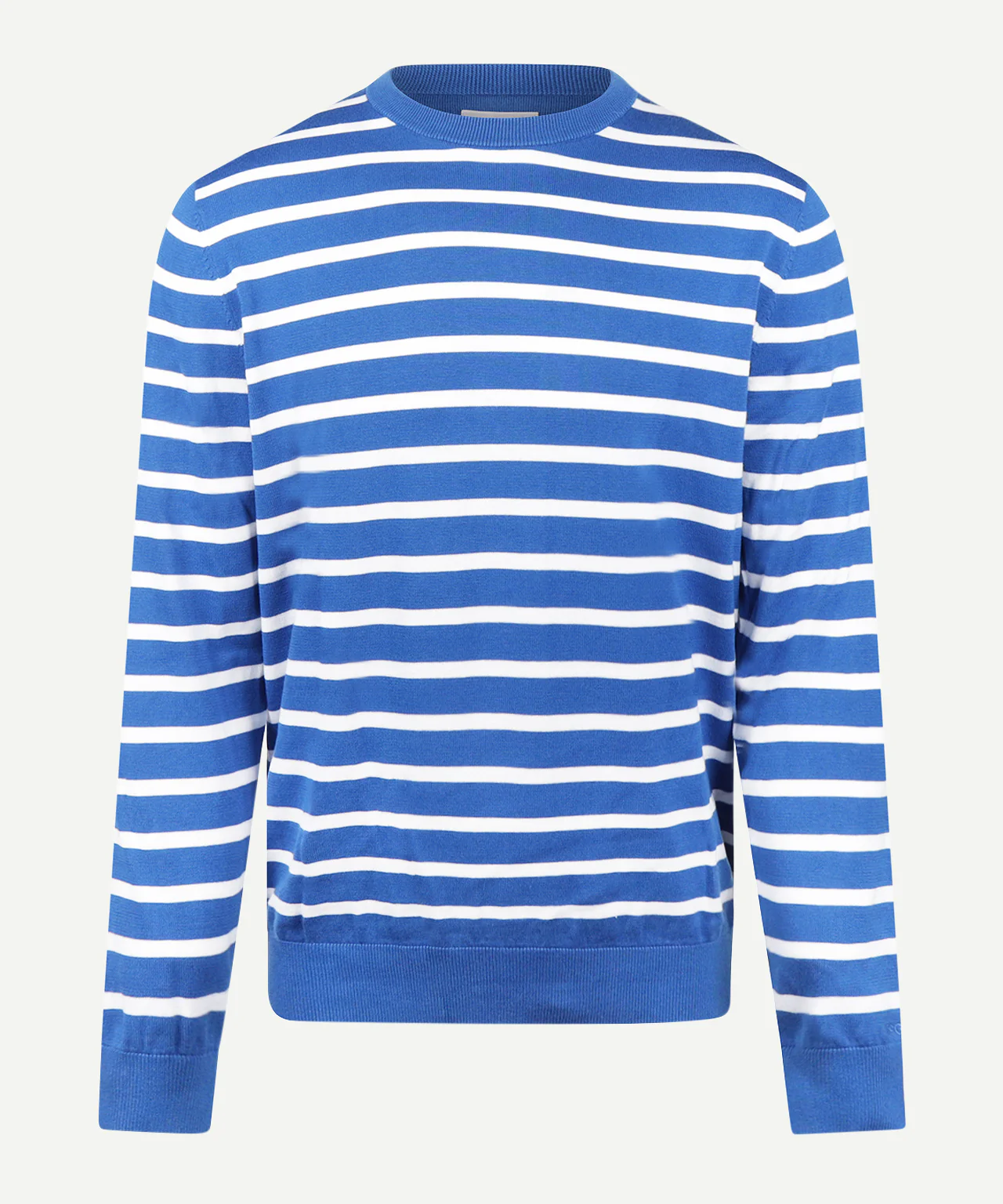 Striped Cotton Crew Neck Sweater | Cobalt - Image 2