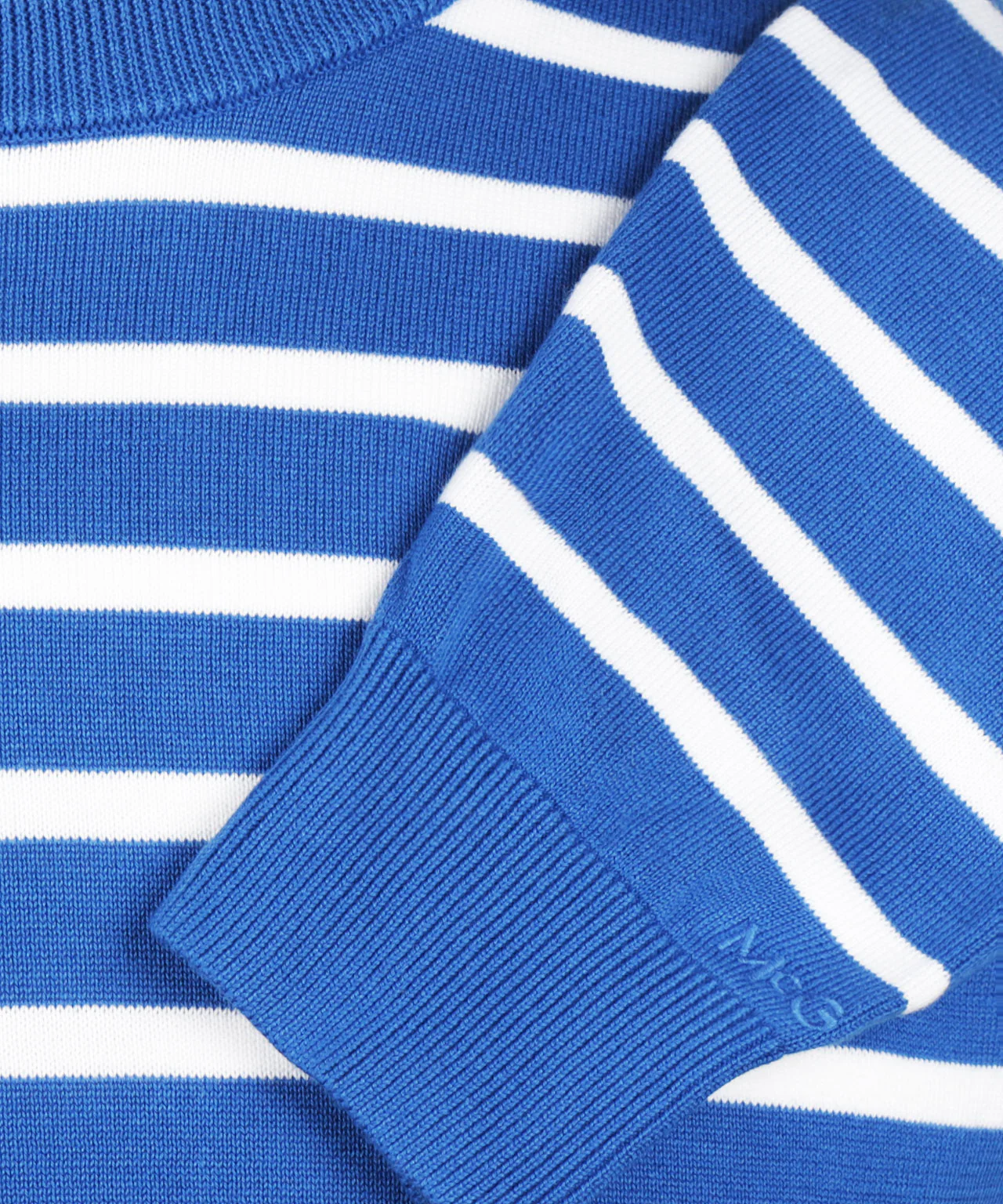 Striped Cotton Crew Neck Sweater | Cobalt - Image 6