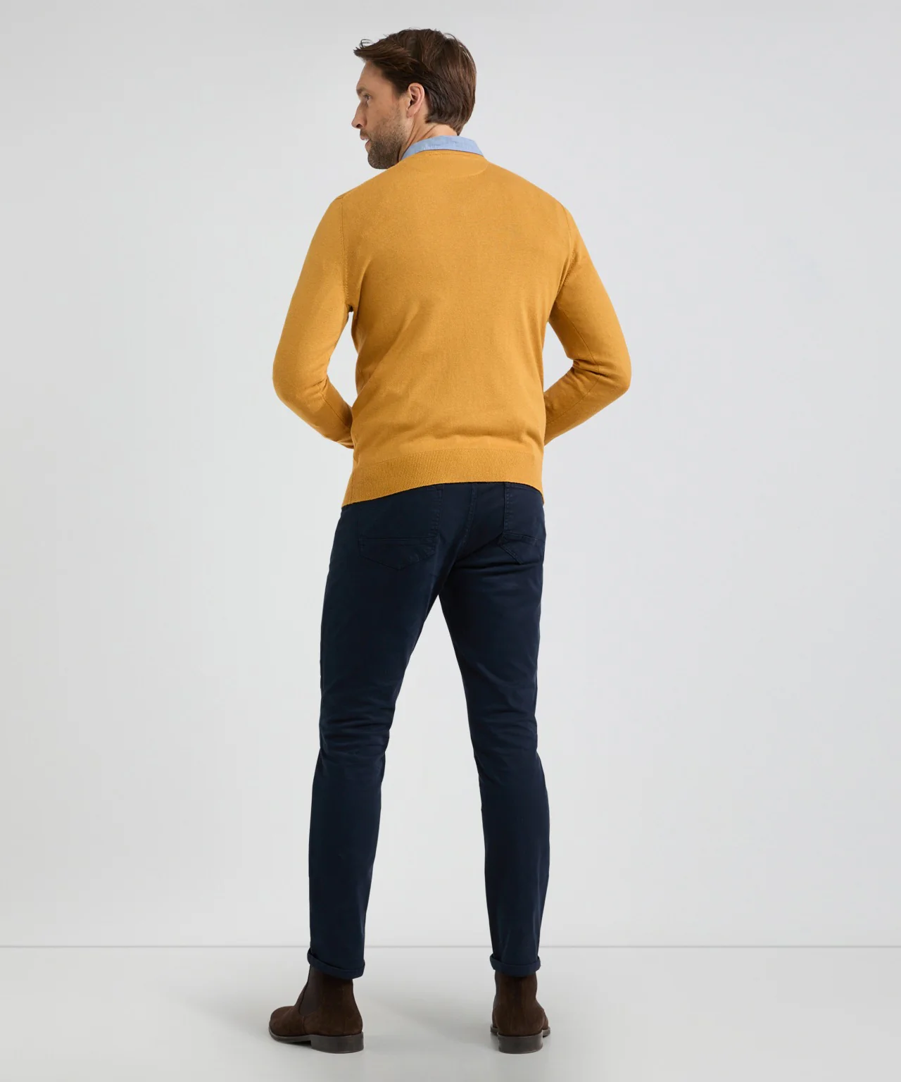Sweater V-neck Cotton Merino | Autumn Yellow - Image 5