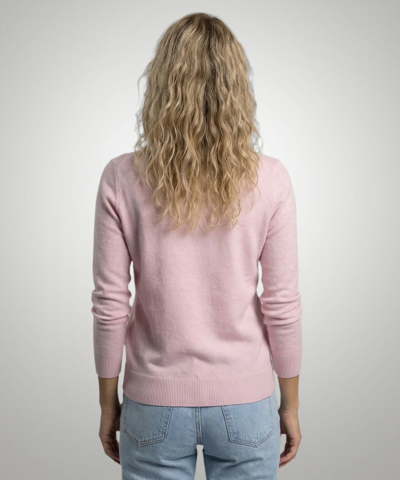 Sweater Cotton-Cashmere V-Neck | Light Pink - Image 3
