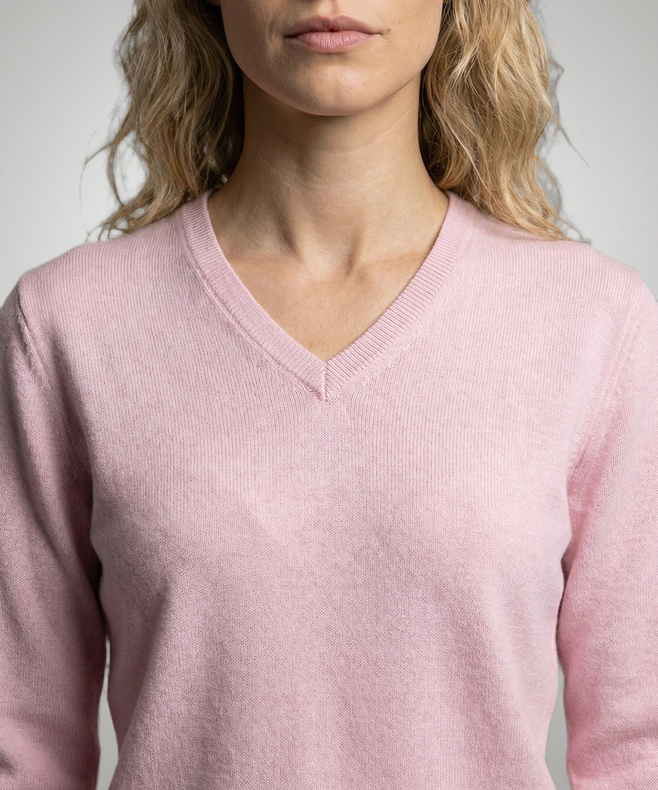 Sweater Cotton-Cashmere V-Neck | Light Pink - Image 5