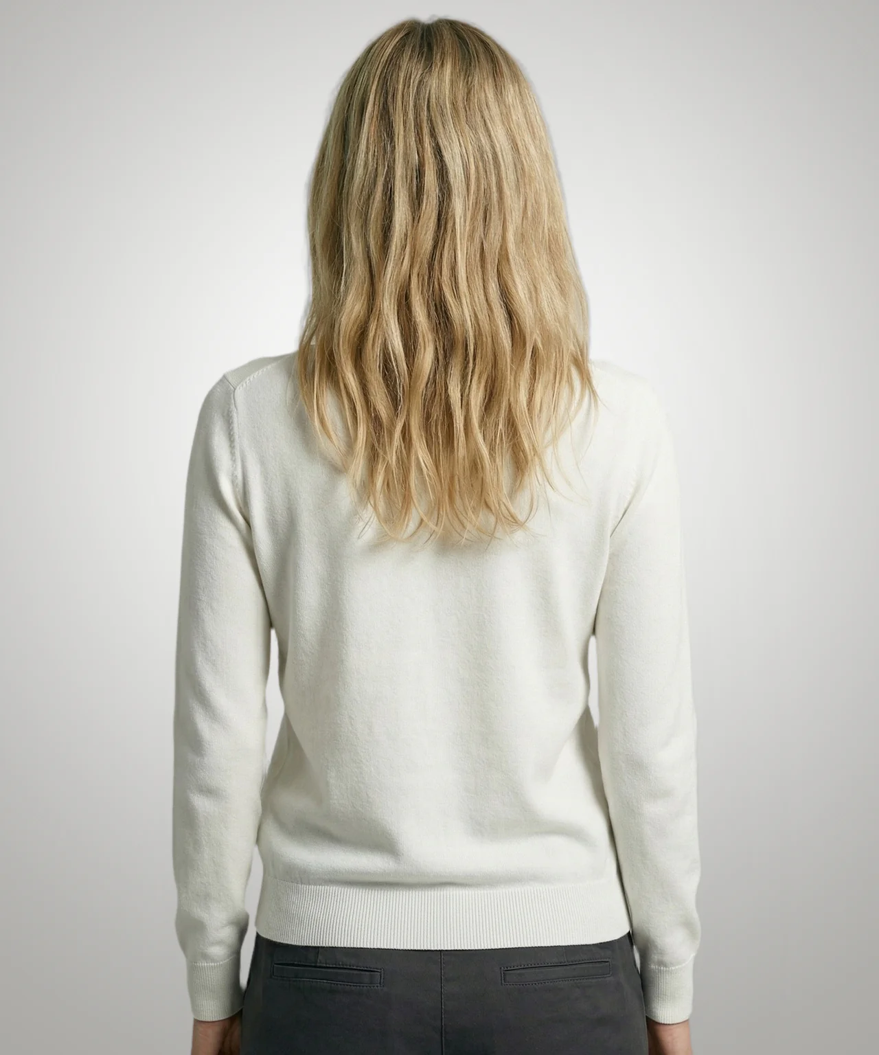 Sweater Cotton-Cashmere V-Neck | Off White - Image 3