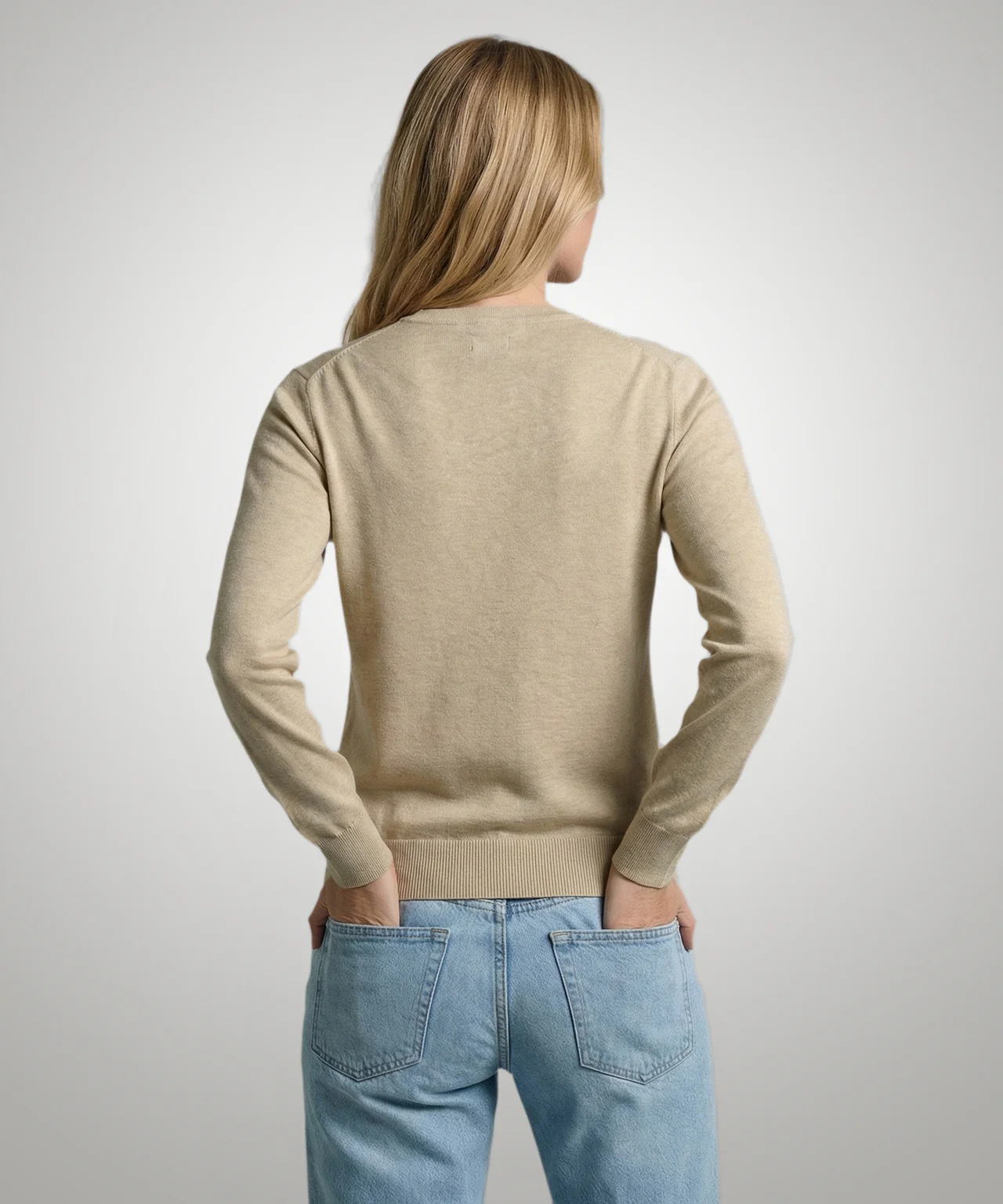Sweater Cotton-Cashmere V-Neck | Sand - Image 3